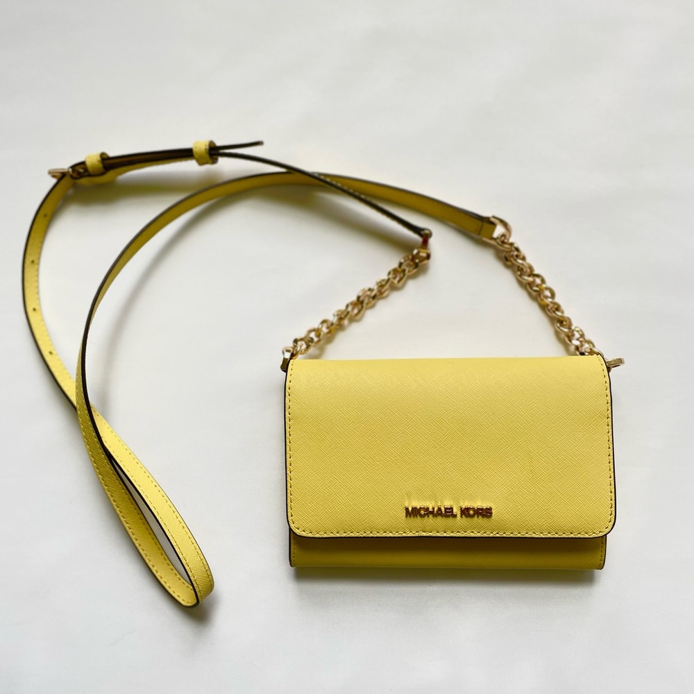 Michael Kors Clutch/Crossbody Bag with Removable Strap in Yellow